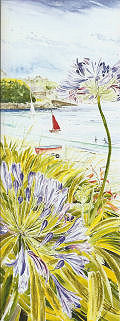 Red Sail and Agapanthus, Porthmellon, Isles of Scilly